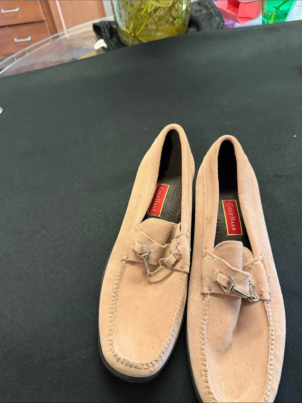 Cole Haan Men’s Suede Loafers in Light Tan with Silver Bit